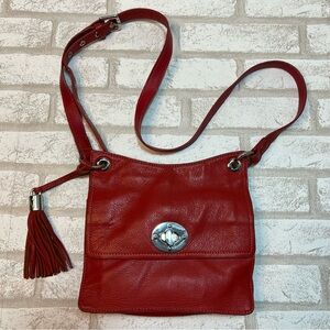 Clements Ribeiro Black Label Red Leather Crossbody Bag Purse